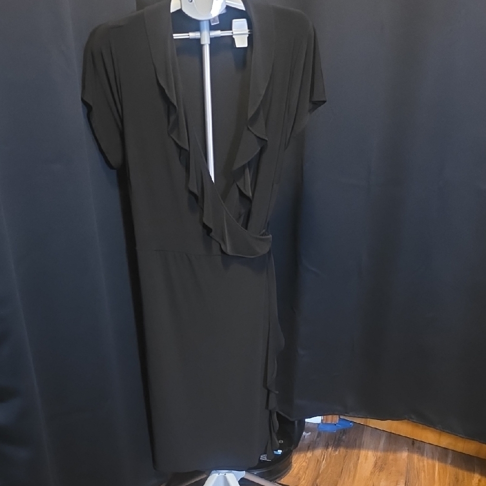 Soho Apparel Elegant Black Ruffle Midi Dress